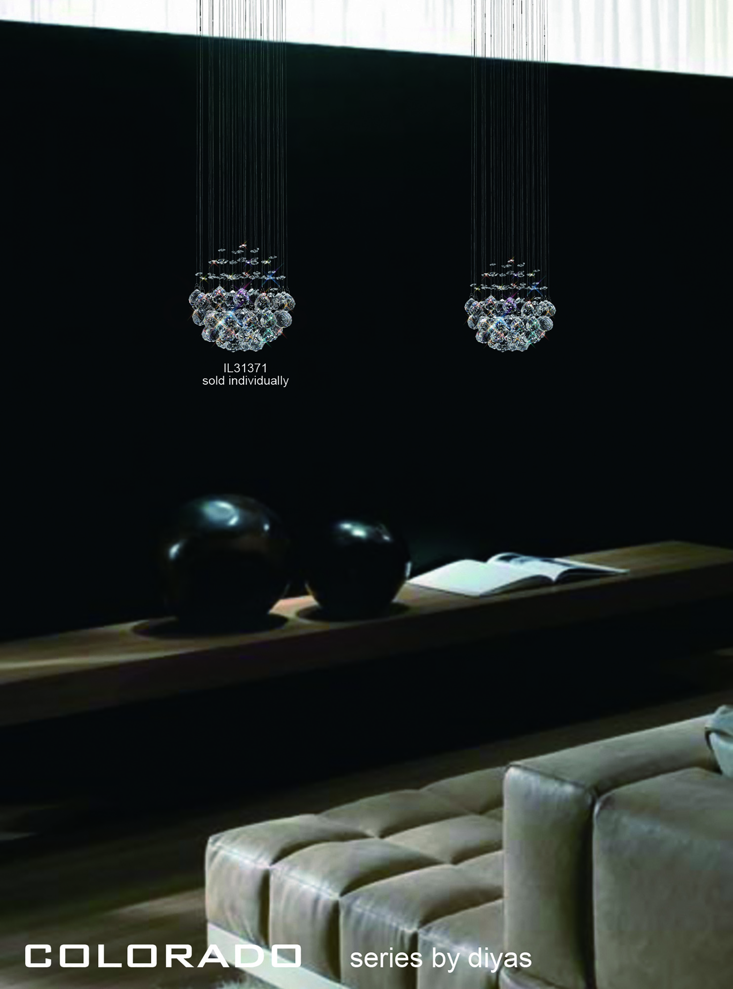 Colorado Crystal Ceiling Lights Diyas Single Crystal Pendants